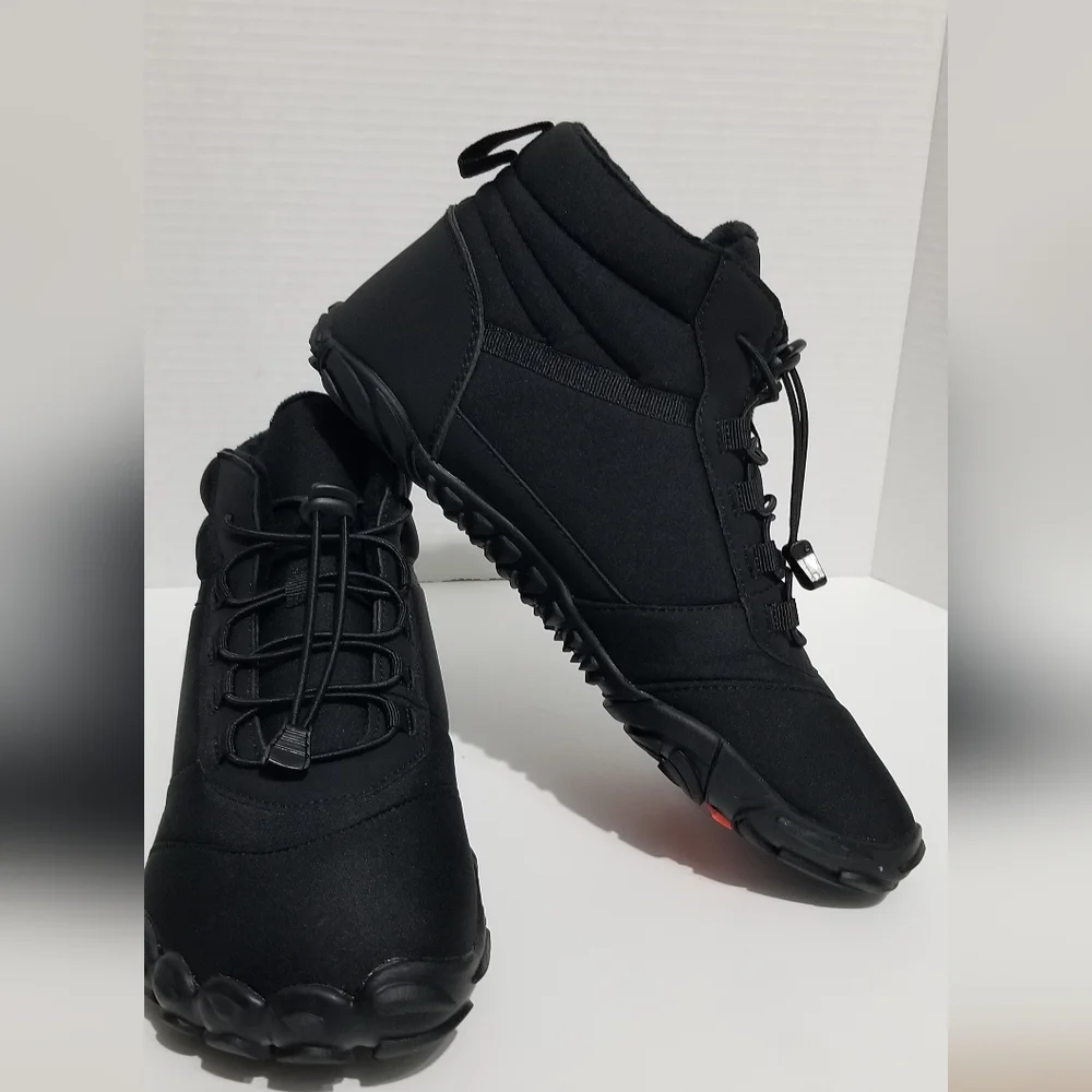 Men's Black Outdoor Boots Barefoot, Wide Toebox Evian Hike Footwear NWT
